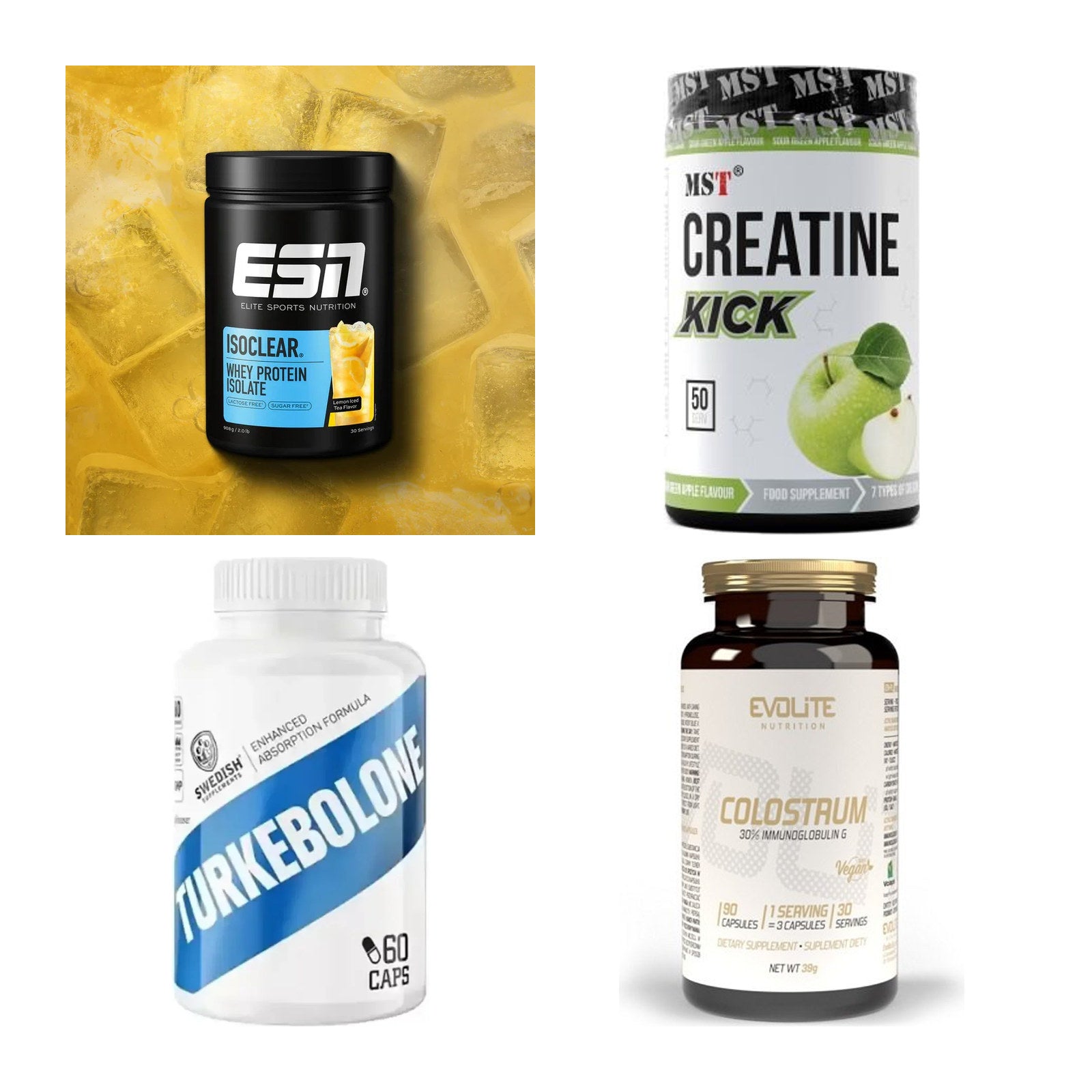 Wettkampfvorbereitung: ESN ISOCLEAR + MST Creatine + 2 weitere – alle enthaltenen Artikel