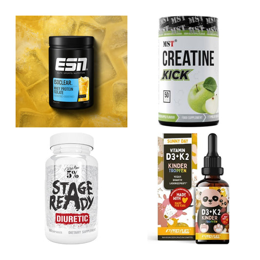 Wettkampfvorbereitung: ESN ISOCLEAR + MST Creatine + 2 weitere – alle enthaltenen Artikel