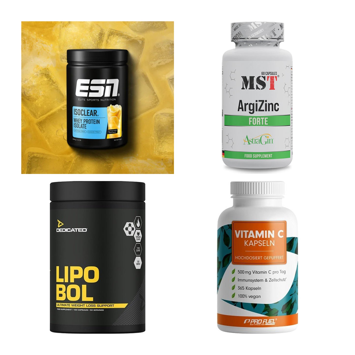 Wettkampfvorbereitung: ESN ISOCLEAR + MST ArgiZinc + 2 weitere – alle enthaltenen Artikel