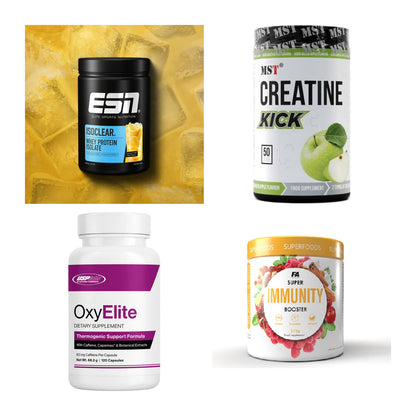 Wettkampfvorbereitung: ESN ISOCLEAR + MST Creatine + 2 weitere – alle enthaltenen Artikel