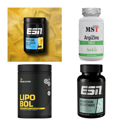 Wettkampfvorbereitung: ESN ISOCLEAR + MST ArgiZinc + 2 weitere – alle enthaltenen Artikel