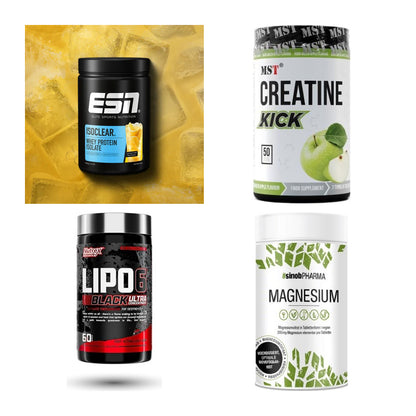 Wettkampfvorbereitung: ESN ISOCLEAR + MST Creatine + 2 weitere – alle enthaltenen Artikel