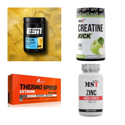 Wettkampfvorbereitung: ESN ISOCLEAR + MST Creatine + 2 weitere – alle enthaltenen Artikel