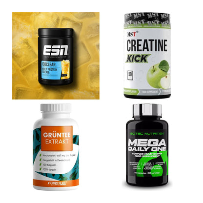 Wettkampfvorbereitung: ESN ISOCLEAR + MST Creatine + 2 weitere – alle enthaltenen Artikel