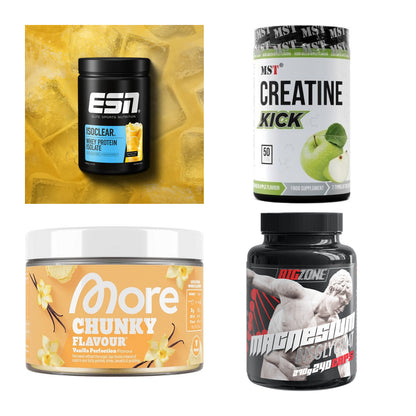 Wettkampfvorbereitung: ESN ISOCLEAR + MST Creatine + 2 weitere – alle enthaltenen Artikel