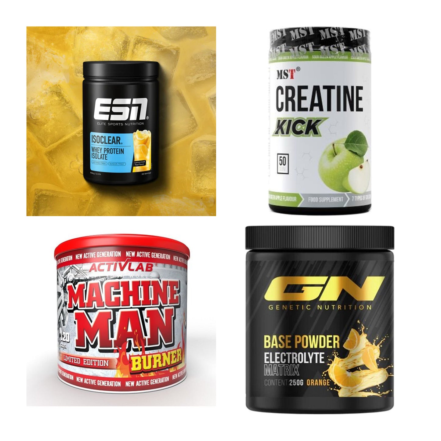 Wettkampfvorbereitung: ESN ISOCLEAR + MST Creatine + 2 weitere – alle enthaltenen Artikel