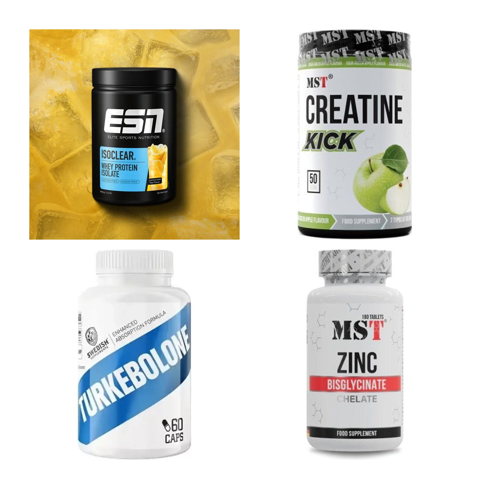 Wettkampfvorbereitung: ESN ISOCLEAR + MST Creatine + 2 weitere – alle enthaltenen Artikel