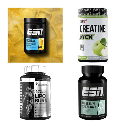 Wettkampfvorbereitung: ESN ISOCLEAR + MST Creatine + 2 weitere – alle enthaltenen Artikel