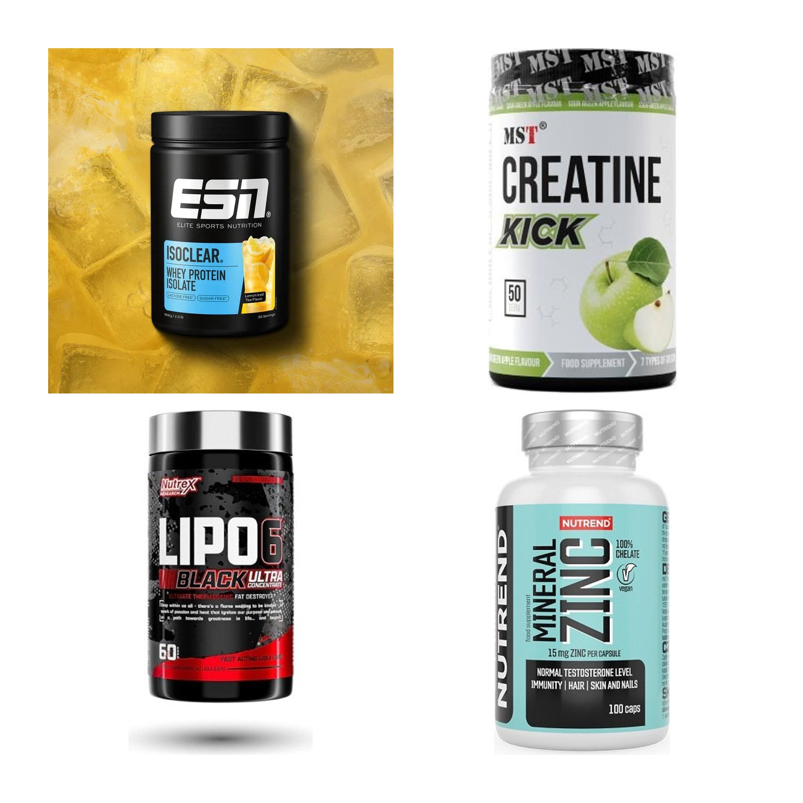 Wettkampfvorbereitung: ESN ISOCLEAR + MST Creatine + 2 weitere – alle enthaltenen Artikel