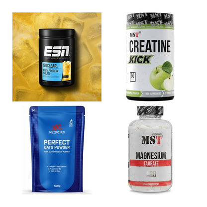 Wettkampfvorbereitung: ESN ISOCLEAR + MST Creatine + 2 weitere – alle enthaltenen Artikel