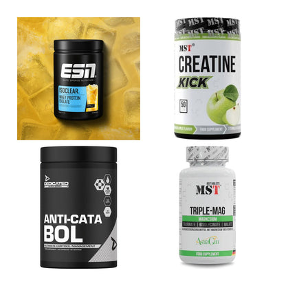 Wettkampfvorbereitung: ESN ISOCLEAR + MST Creatine + 2 weitere – alle enthaltenen Artikel
