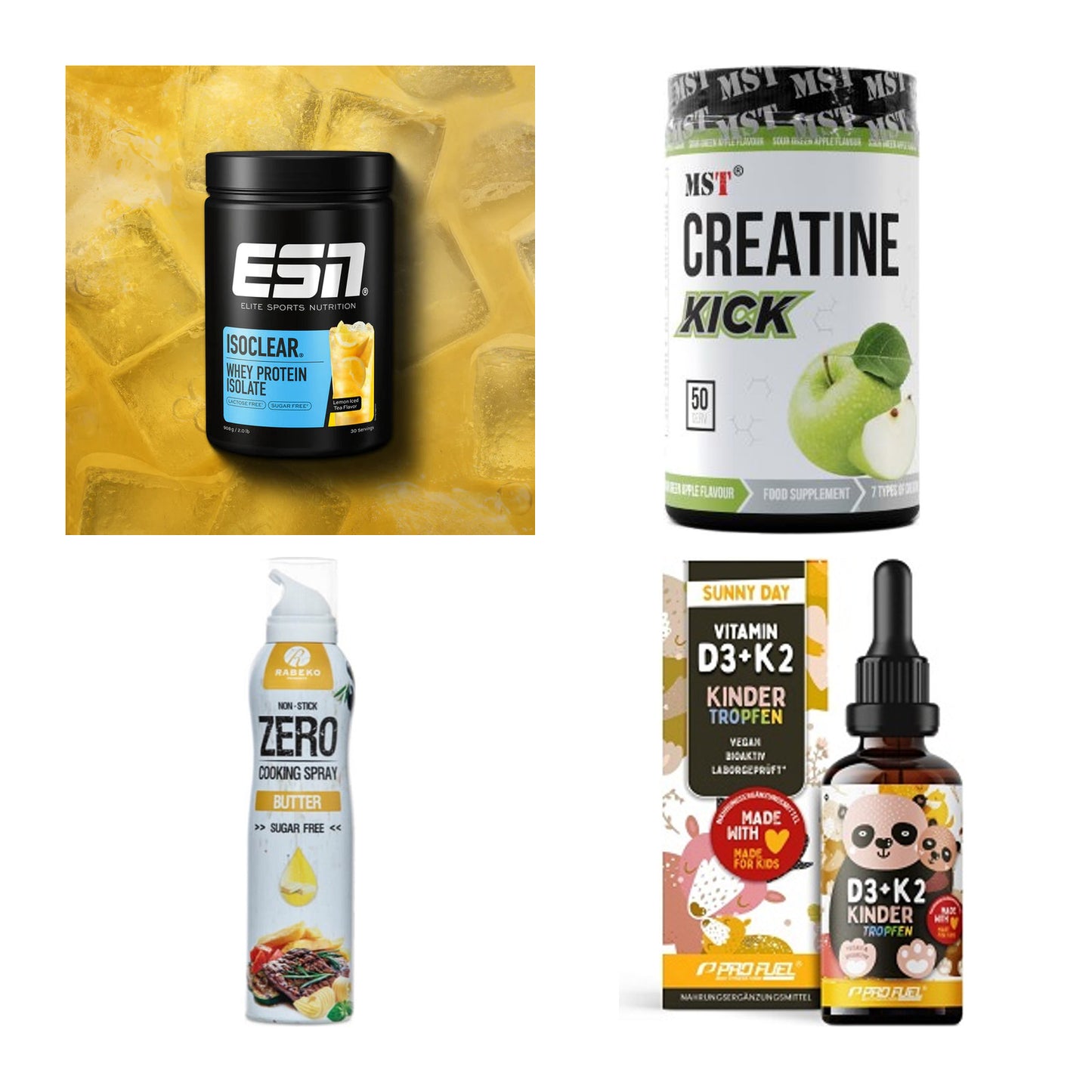 Wettkampfvorbereitung: ESN ISOCLEAR + MST Creatine + 2 weitere – alle enthaltenen Artikel