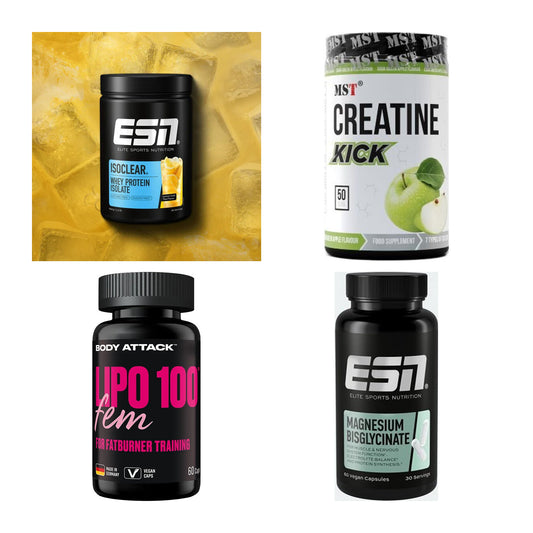 Wettkampfvorbereitung: ESN ISOCLEAR + MST Creatine + 2 weitere – alle enthaltenen Artikel