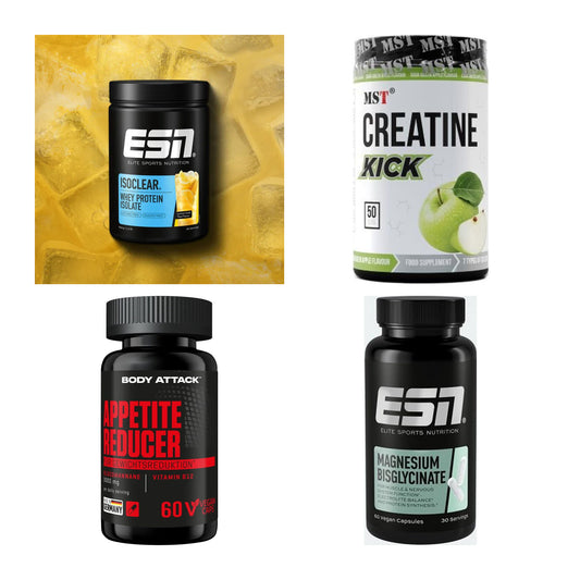 Wettkampfvorbereitung: ESN ISOCLEAR + MST Creatine + 2 weitere – alle enthaltenen Artikel