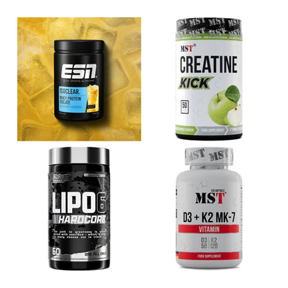 Wettkampfvorbereitung: ESN ISOCLEAR + MST Creatine + 2 weitere – alle enthaltenen Artikel