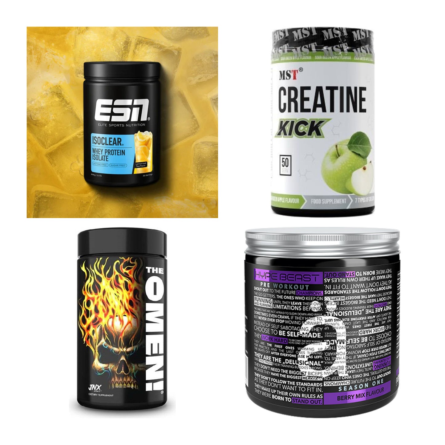 Wettkampfvorbereitung: ESN ISOCLEAR + MST Creatine + 2 weitere – alle enthaltenen Artikel