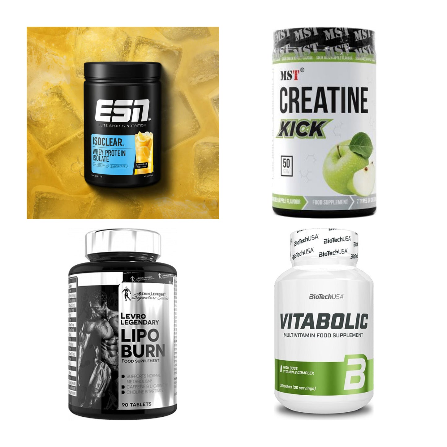 Wettkampfvorbereitung: ESN ISOCLEAR + MST Creatine + 2 weitere – alle enthaltenen Artikel