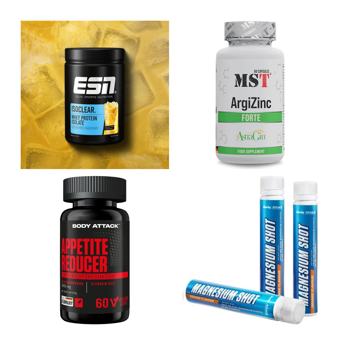 Wettkampfvorbereitung: ESN ISOCLEAR + MST ArgiZinc + 2 weitere – alle enthaltenen Artikel