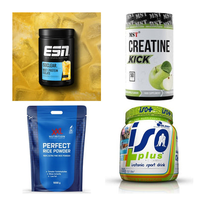 Wettkampfvorbereitung: ESN ISOCLEAR + MST Creatine + 2 weitere – alle enthaltenen Artikel