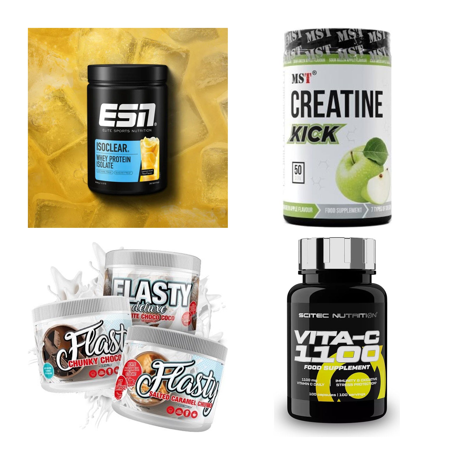 Wettkampfvorbereitung: ESN ISOCLEAR + MST Creatine + 2 weitere – alle enthaltenen Artikel