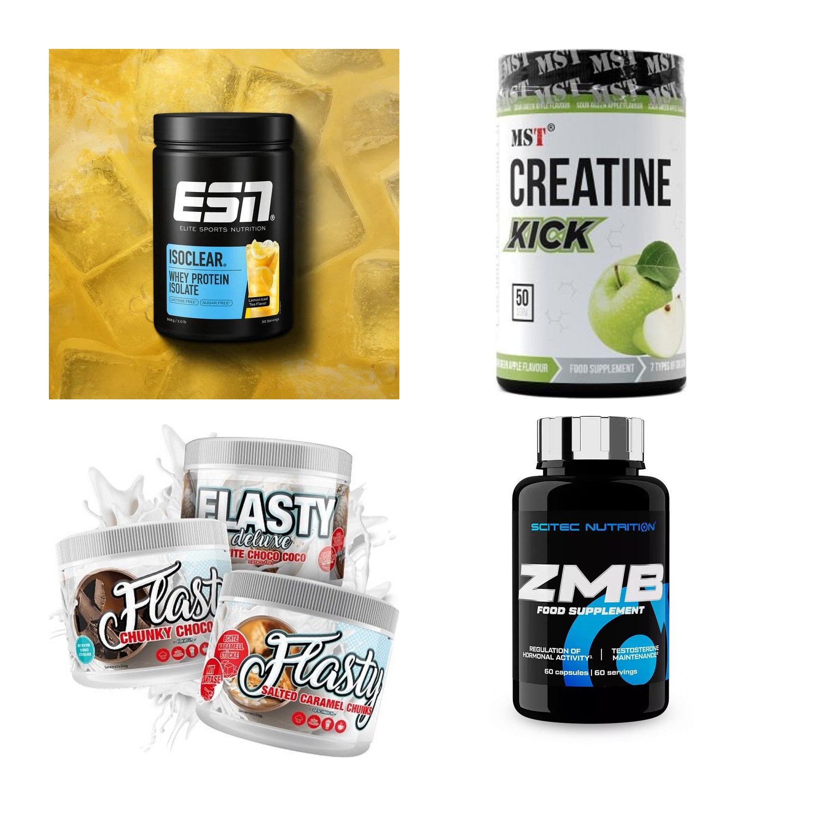Wettkampfvorbereitung: ESN ISOCLEAR + MST Creatine + 2 weitere – alle enthaltenen Artikel