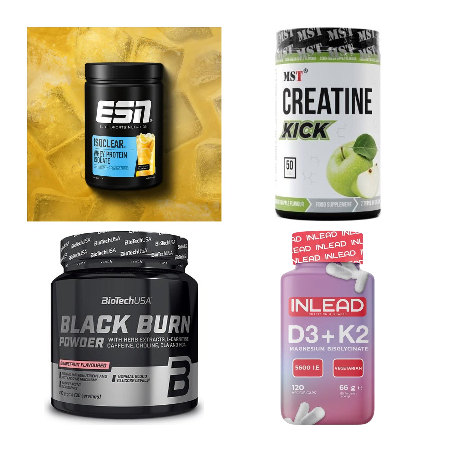 Wettkampfvorbereitung: ESN ISOCLEAR + MST Creatine + 2 weitere – alle enthaltenen Artikel