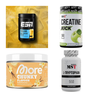 Wettkampfvorbereitung: ESN ISOCLEAR + MST Creatine + 2 weitere – alle enthaltenen Artikel