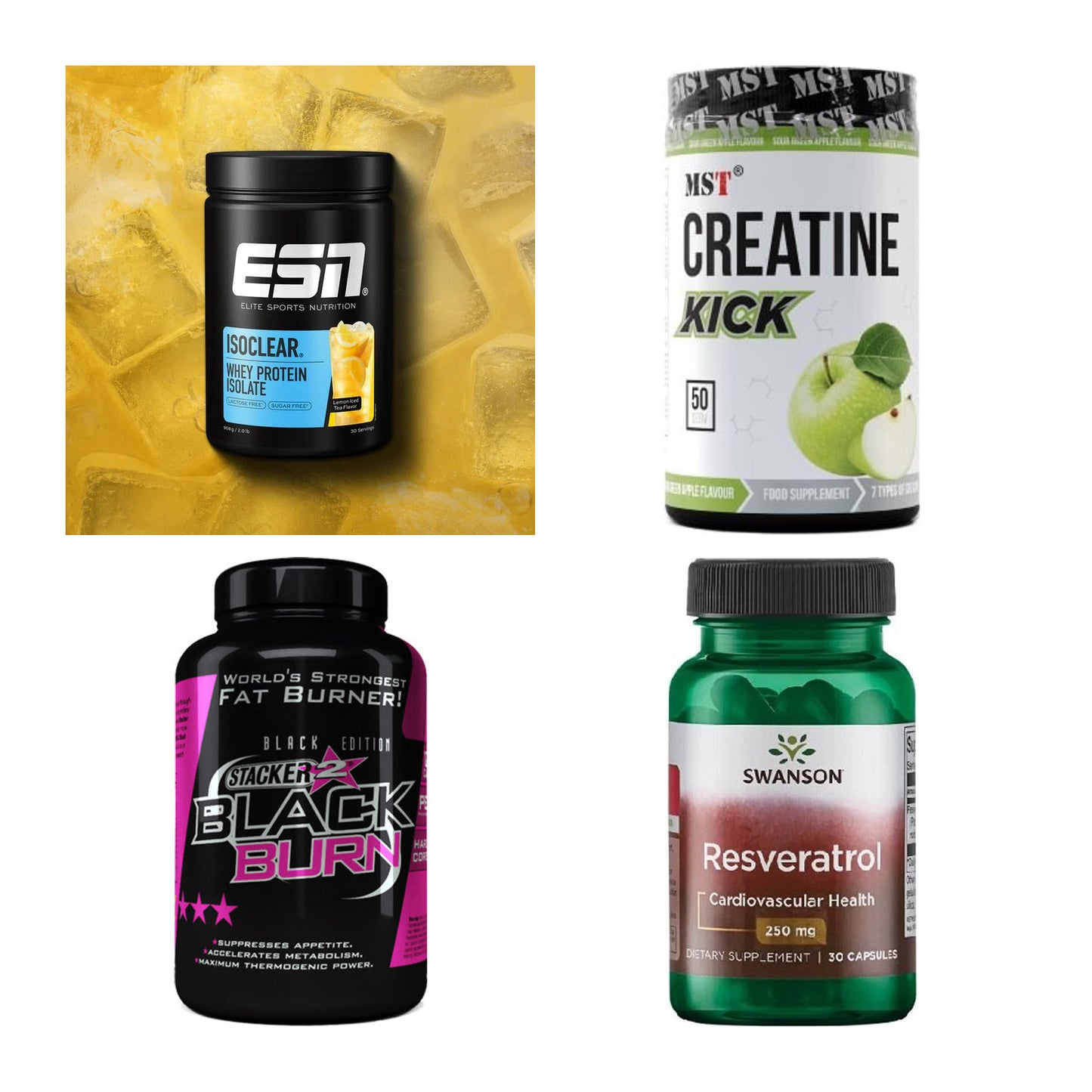 Wettkampfvorbereitung: ESN ISOCLEAR + MST Creatine + 2 weitere – alle enthaltenen Artikel