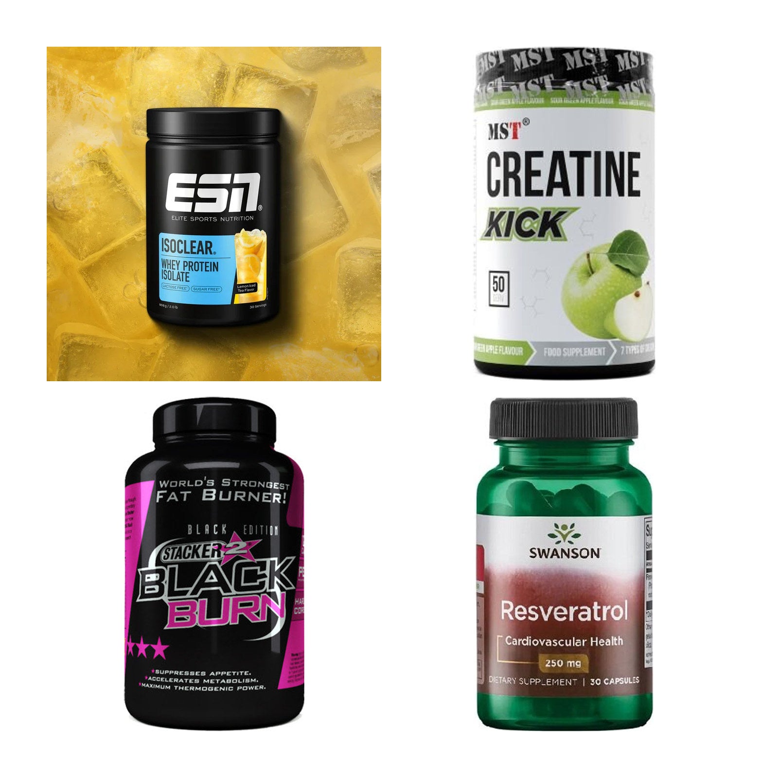 Wettkampfvorbereitung: ESN ISOCLEAR + MST Creatine + 2 weitere – alle enthaltenen Artikel