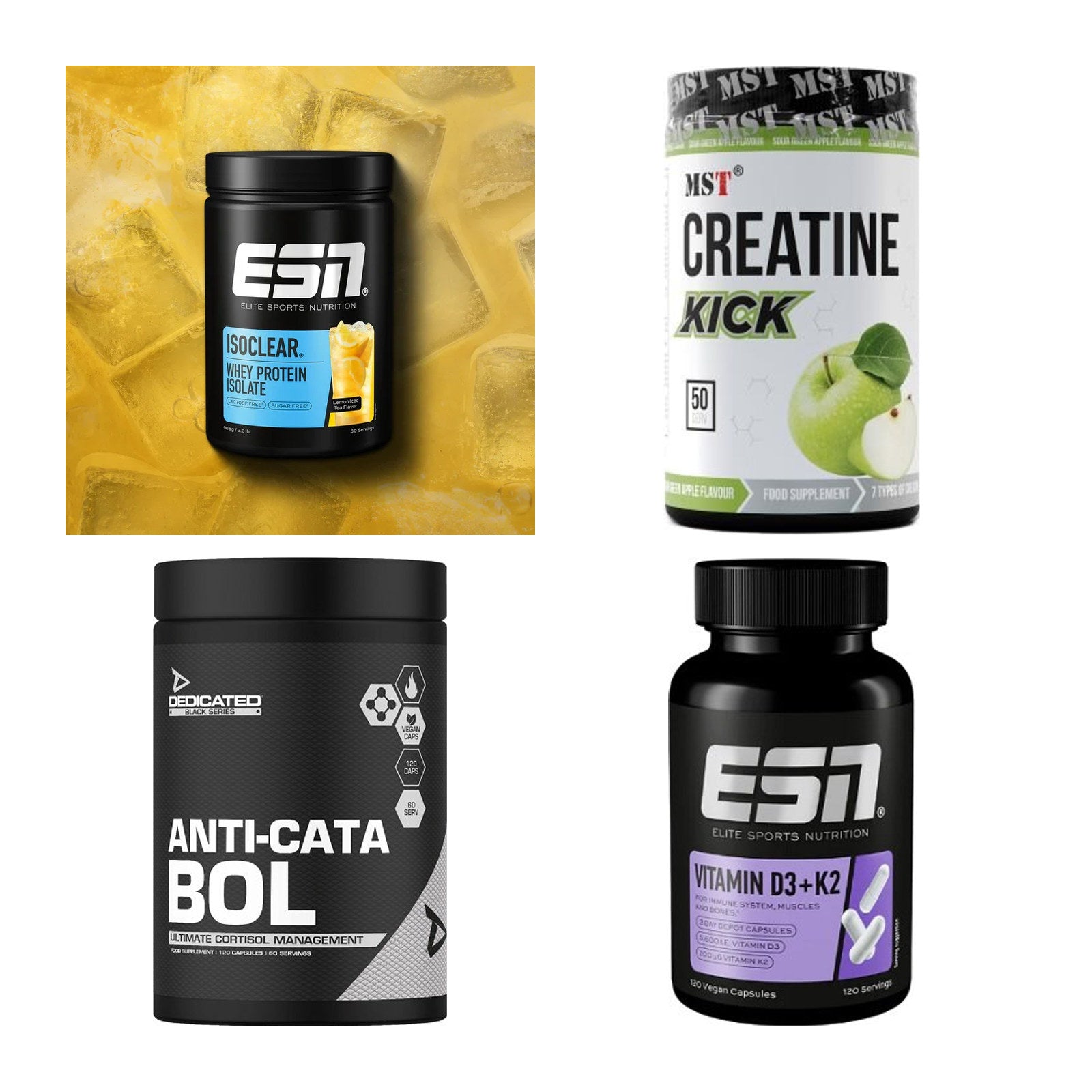 Wettkampfvorbereitung: ESN ISOCLEAR + MST Creatine + 2 weitere – alle enthaltenen Artikel