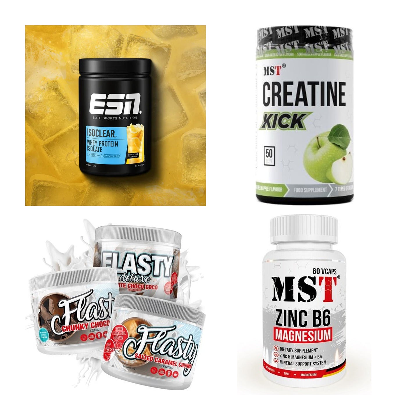 Wettkampfvorbereitung: ESN ISOCLEAR + MST Creatine + 2 weitere – alle enthaltenen Artikel