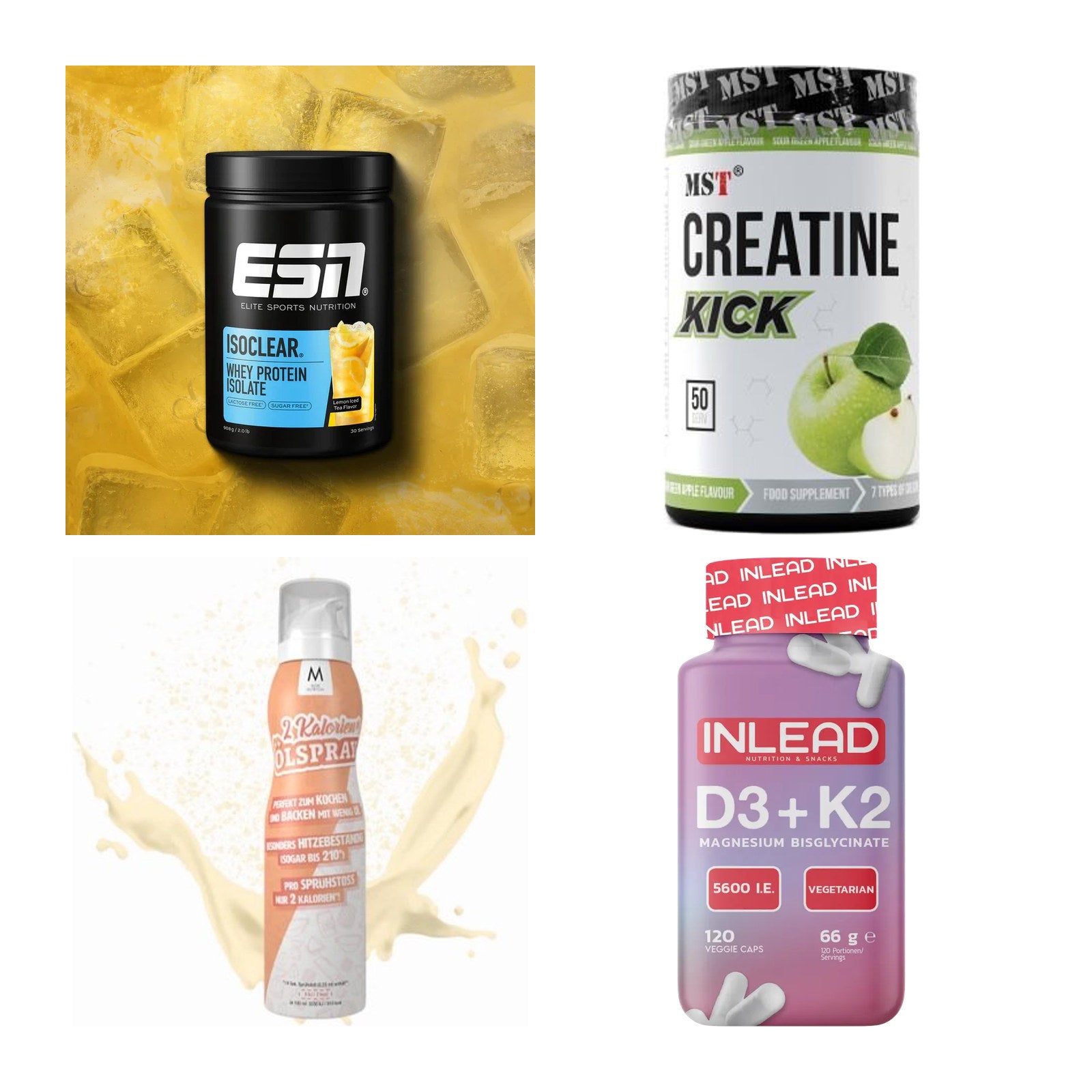Wettkampfvorbereitung: ESN ISOCLEAR + MST Creatine + 2 weitere – alle enthaltenen Artikel