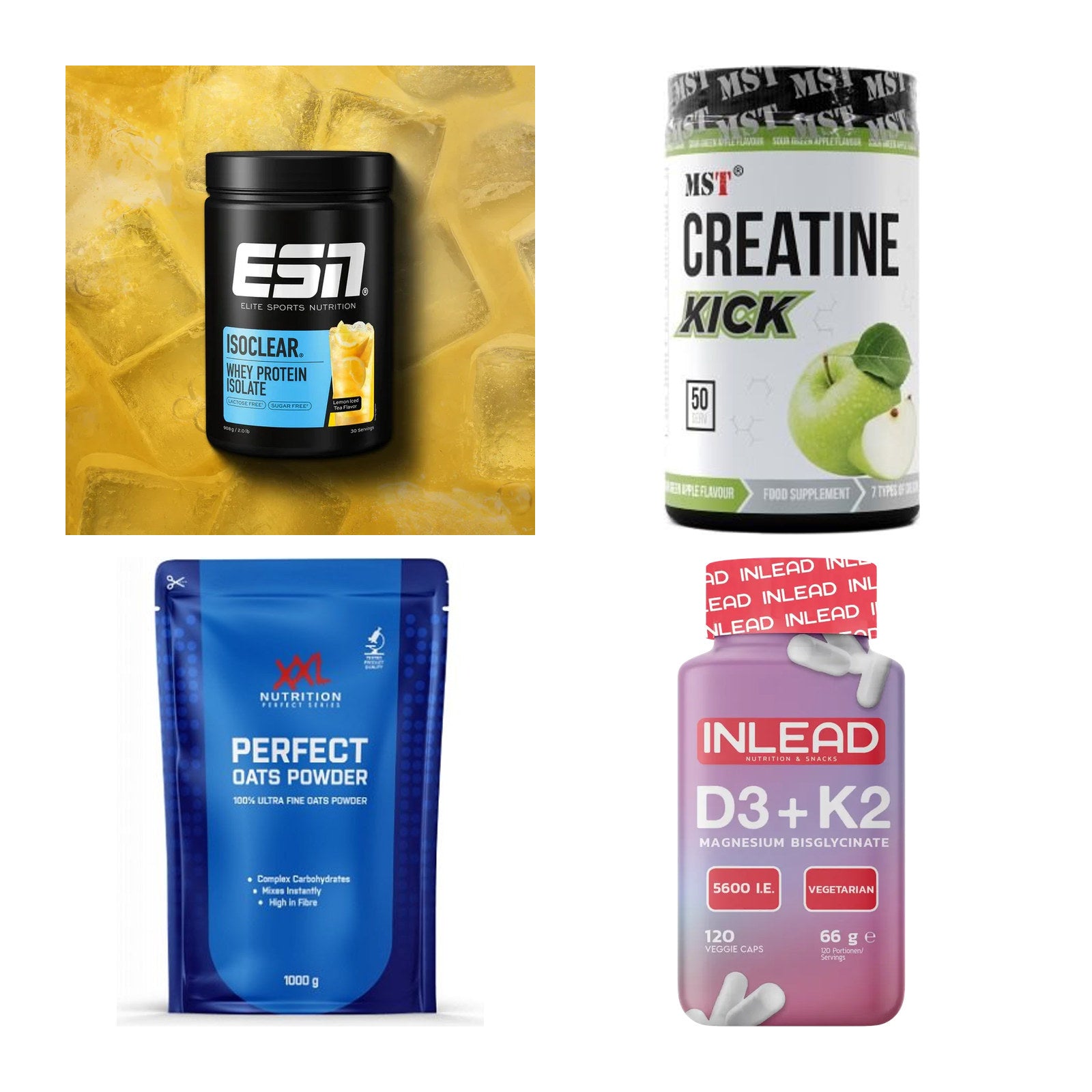 Wettkampfvorbereitung: ESN ISOCLEAR + MST Creatine + 2 weitere – alle enthaltenen Artikel