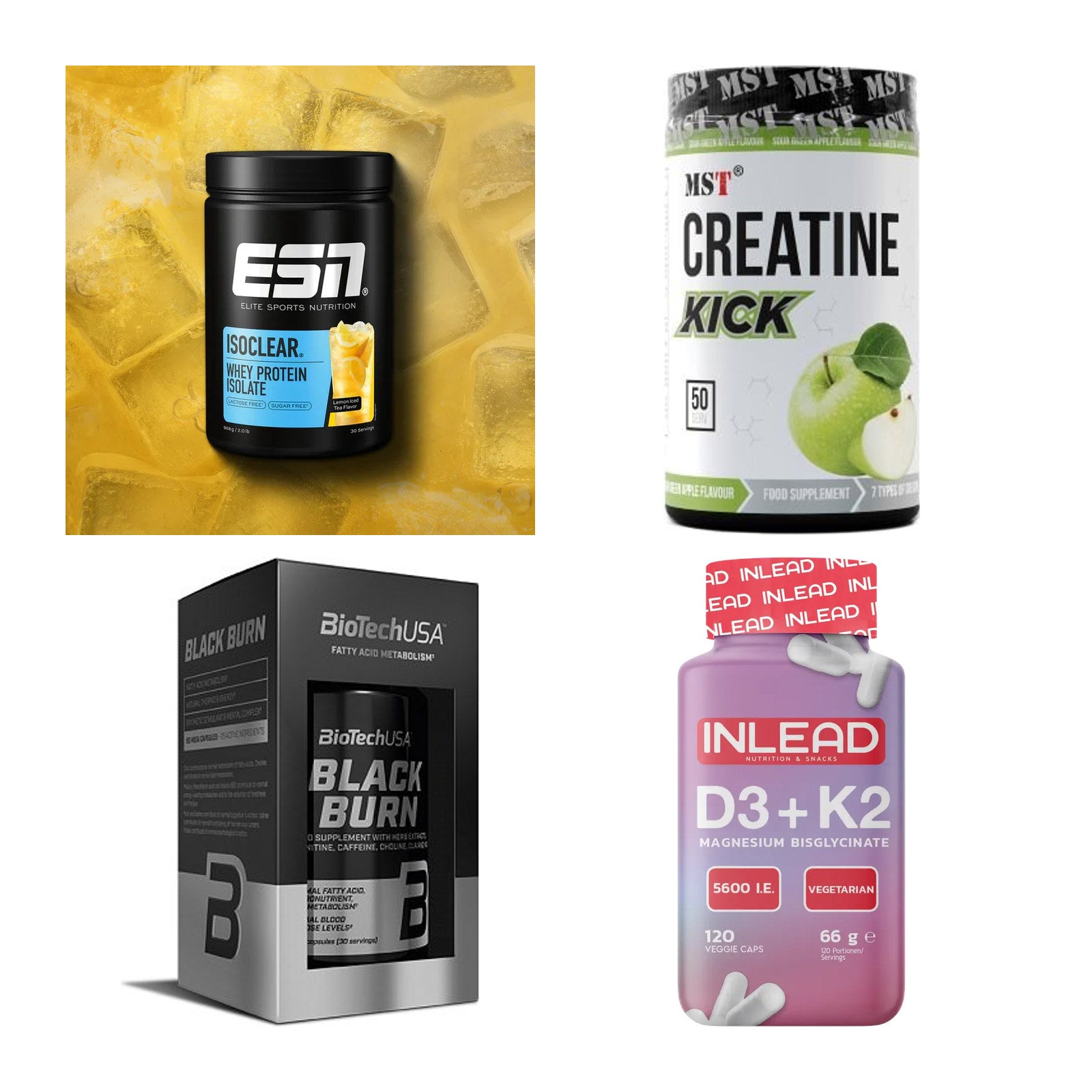 Wettkampfvorbereitung: ESN ISOCLEAR + MST Creatine + 2 weitere – alle enthaltenen Artikel