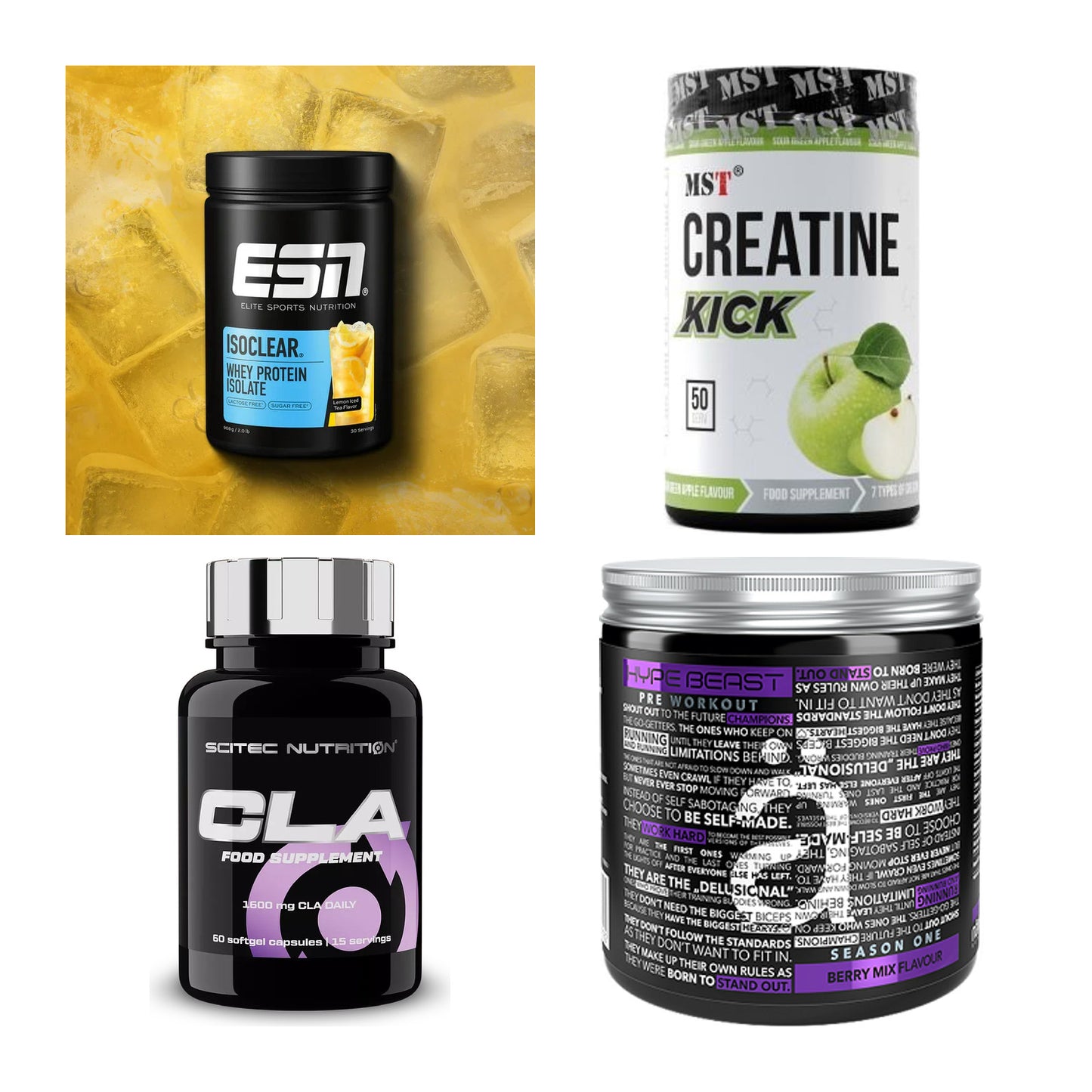 Wettkampfvorbereitung: ESN ISOCLEAR + MST Creatine + 2 weitere – alle enthaltenen Artikel