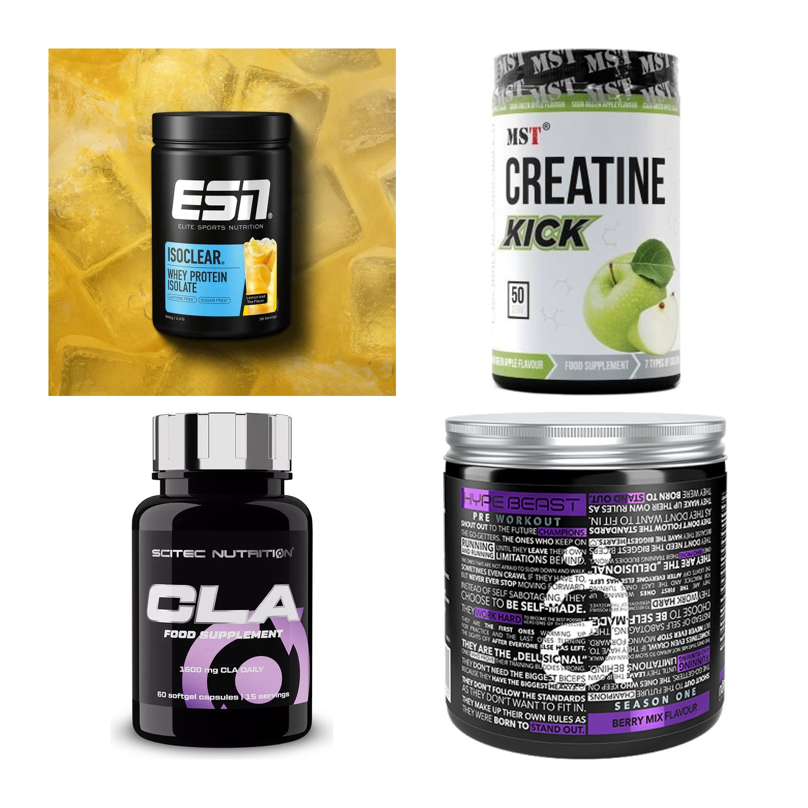 Wettkampfvorbereitung: ESN ISOCLEAR + MST Creatine + 2 weitere – alle enthaltenen Artikel