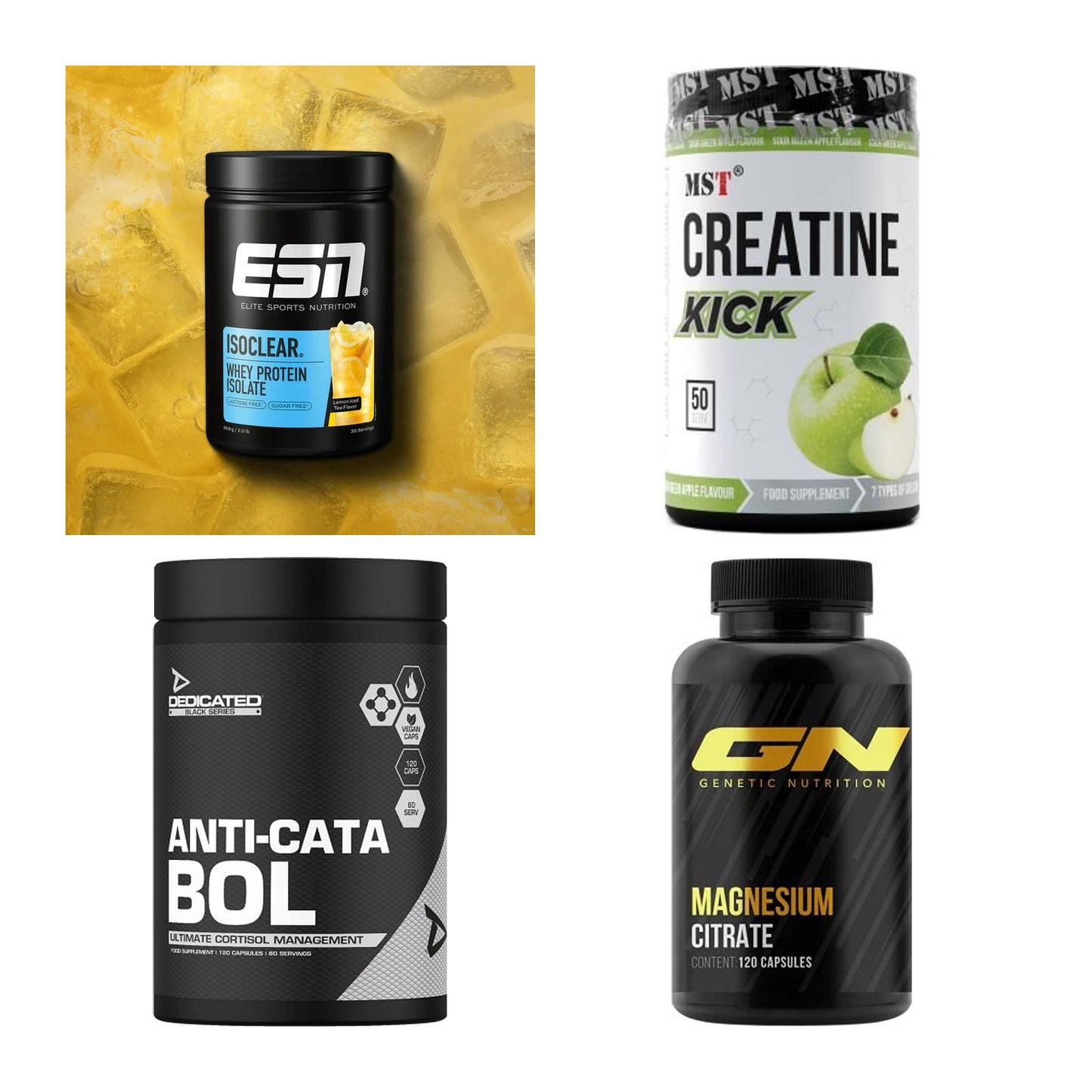Wettkampfvorbereitung: ESN ISOCLEAR + MST Creatine + 2 weitere – alle enthaltenen Artikel