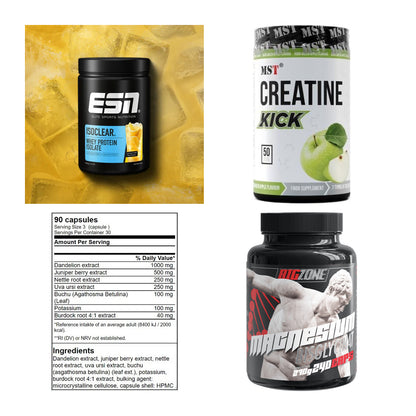 Wettkampfvorbereitung: ESN ISOCLEAR + MST Creatine + 2 weitere – alle enthaltenen Artikel