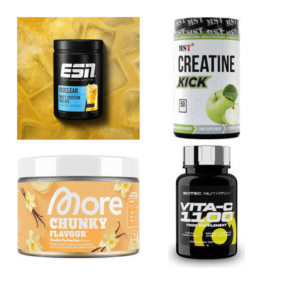 Wettkampfvorbereitung: ESN ISOCLEAR + MST Creatine + 2 weitere – alle enthaltenen Artikel