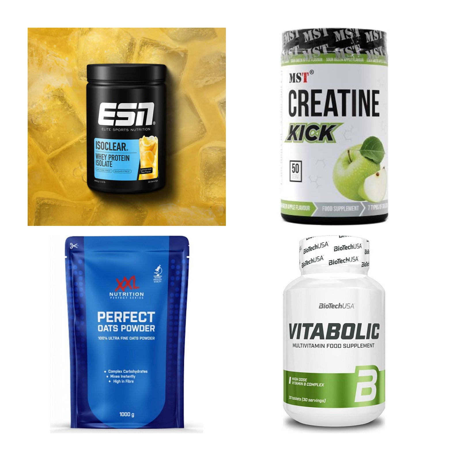 Wettkampfvorbereitung: ESN ISOCLEAR + MST Creatine + 2 weitere – alle enthaltenen Artikel