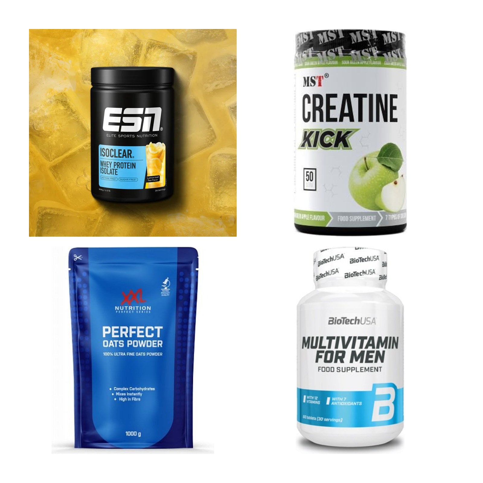 Wettkampfvorbereitung: ESN ISOCLEAR + MST Creatine + 2 weitere – alle enthaltenen Artikel