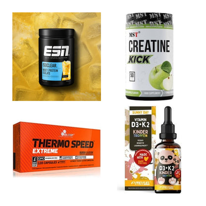 Wettkampfvorbereitung: ESN ISOCLEAR + MST Creatine + 2 weitere – alle enthaltenen Artikel