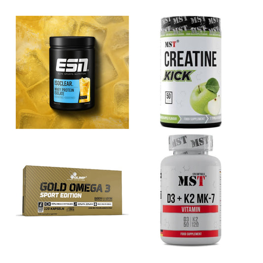 Wettkampfvorbereitung: ESN ISOCLEAR + MST Creatine + 2 weitere – alle enthaltenen Artikel