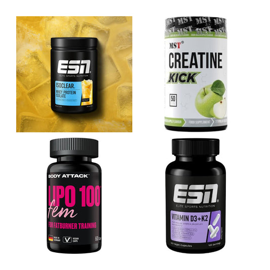 Wettkampfvorbereitung: ESN ISOCLEAR + MST Creatine + 2 weitere – alle enthaltenen Artikel