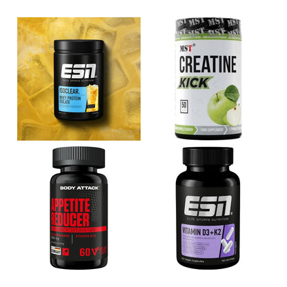Wettkampfvorbereitung: ESN ISOCLEAR + MST Creatine + 2 weitere – alle enthaltenen Artikel