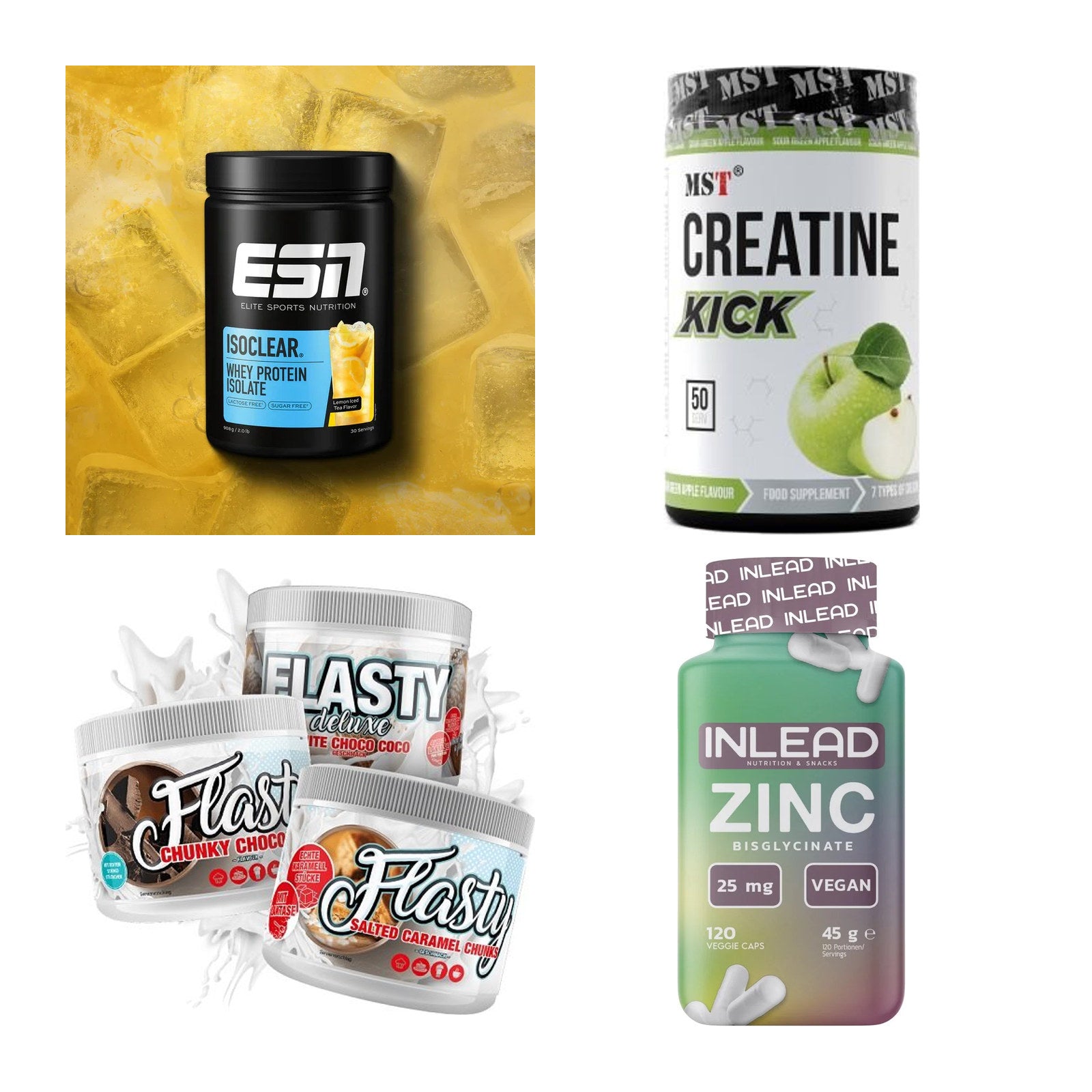Wettkampfvorbereitung: ESN ISOCLEAR + MST Creatine + 2 weitere – alle enthaltenen Artikel