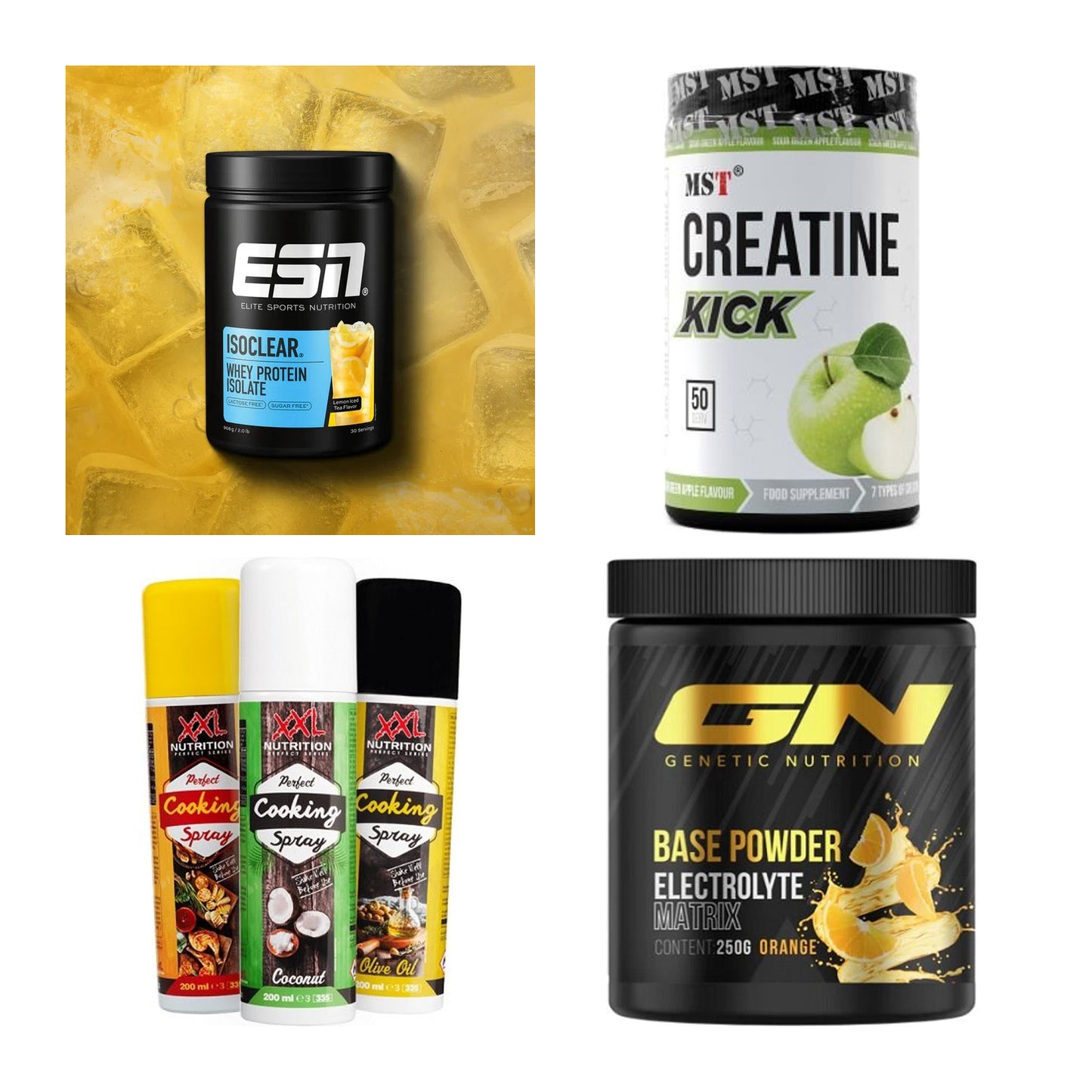 Wettkampfvorbereitung: ESN ISOCLEAR + MST Creatine + 2 weitere – alle enthaltenen Artikel