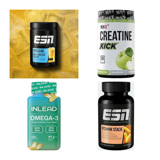 Wettkampfvorbereitung: ESN ISOCLEAR + MST Creatine + 2 weitere – alle enthaltenen Artikel