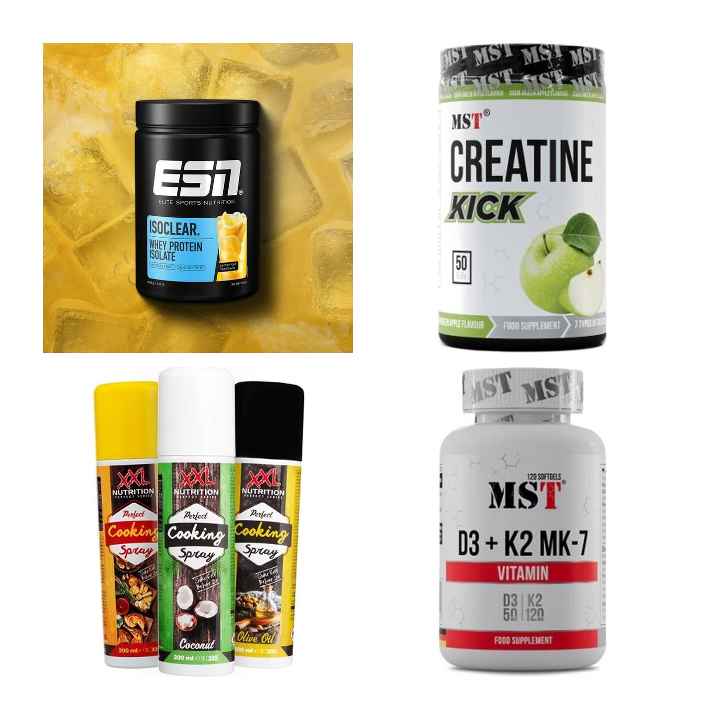 Wettkampfvorbereitung: ESN ISOCLEAR + MST Creatine + 2 weitere – alle enthaltenen Artikel