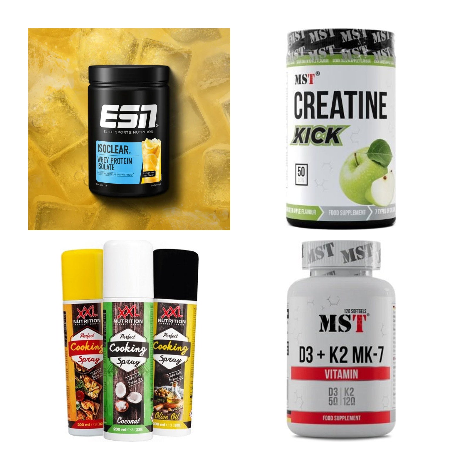 Wettkampfvorbereitung: ESN ISOCLEAR + MST Creatine + 2 weitere – alle enthaltenen Artikel